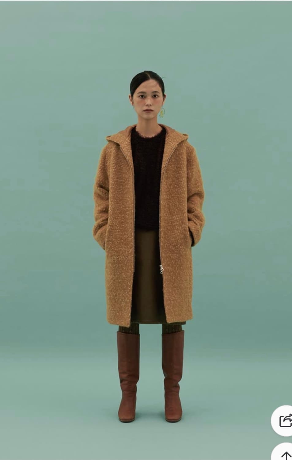 Teak 티크 모헤어 후드 코트 M 상품이미지3