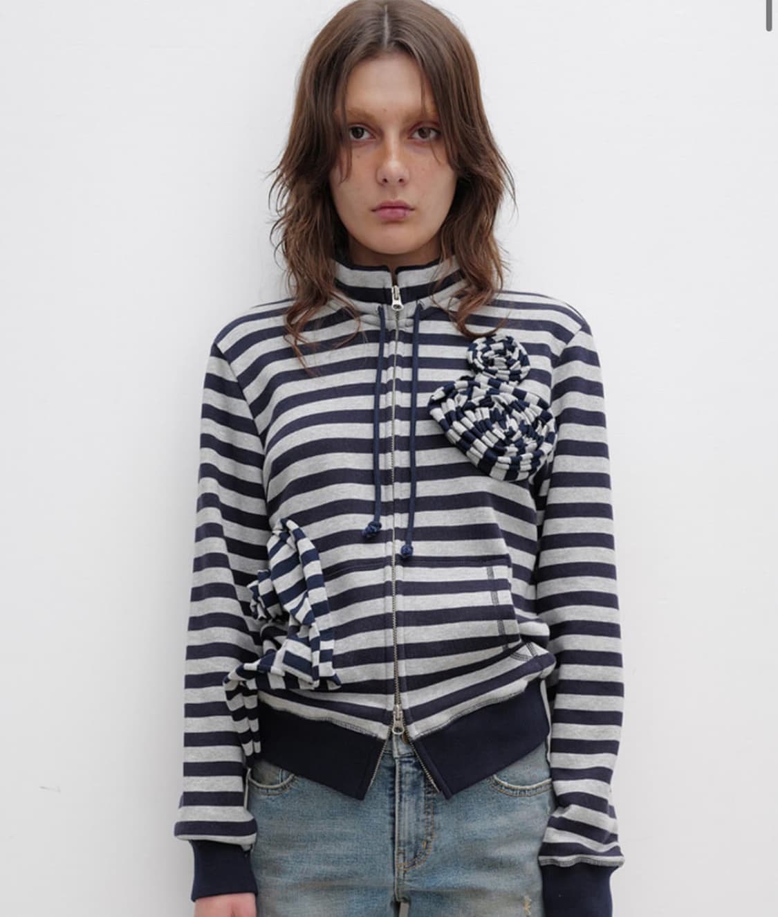 오픈와이와이 아플리케 집업 네이비 s 상품이미지1