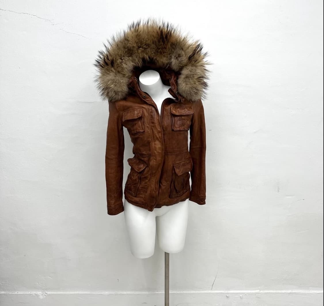 caramel sheep skin leather fur jacket 상품이미지3