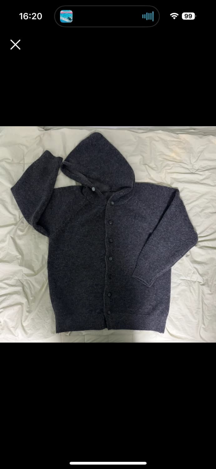 버튼 후드 니트 가디건 차콜 그레이 상품이미지1