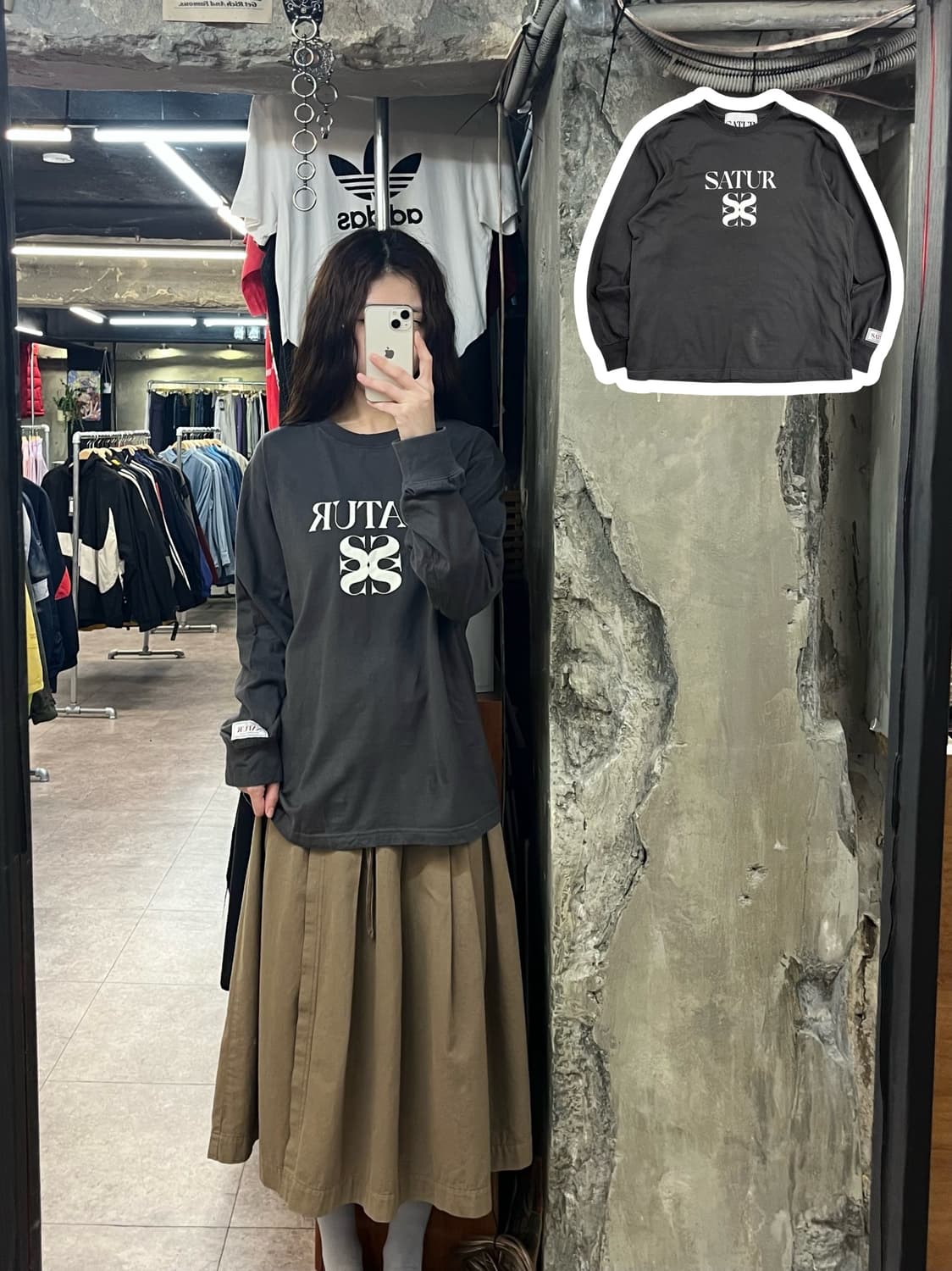 세터 빅로고 긴팔티 롱슬리브리스 차콜 95 #csz2390  상품이미지1