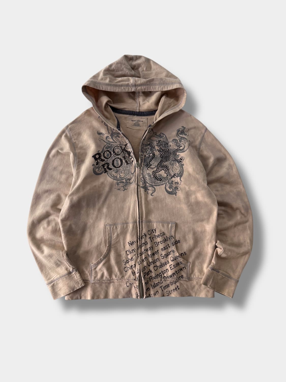 DKNY 00's 오버핏 빈티지 락앤롤 그런지 코튼 후드집업 상품이미지1