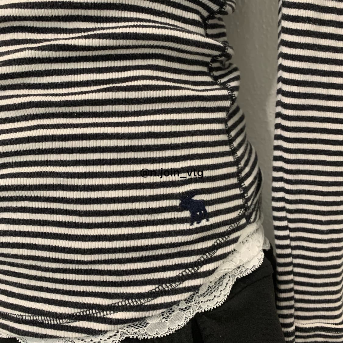 예약) 아베크롬비 헨리넥 네이비 화이트 롱슬리브 상품이미지2