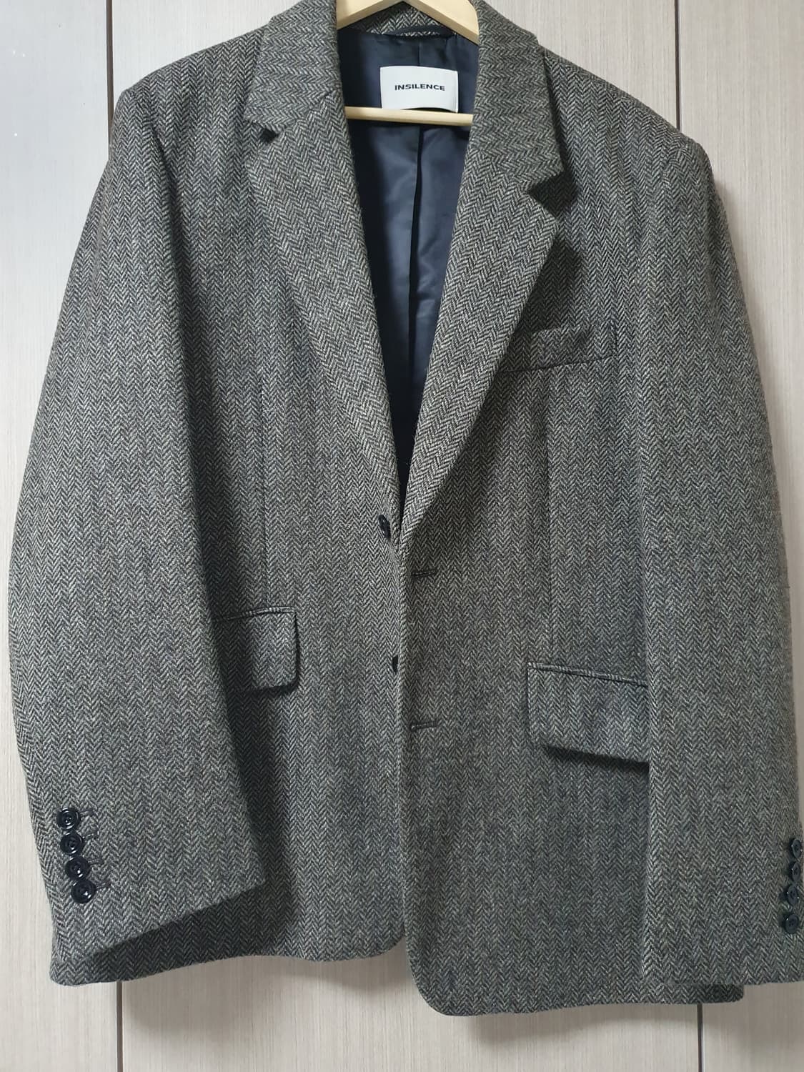 인사일런스 아브라함분 트위드 블레이저 헤링본 L 상품이미지3