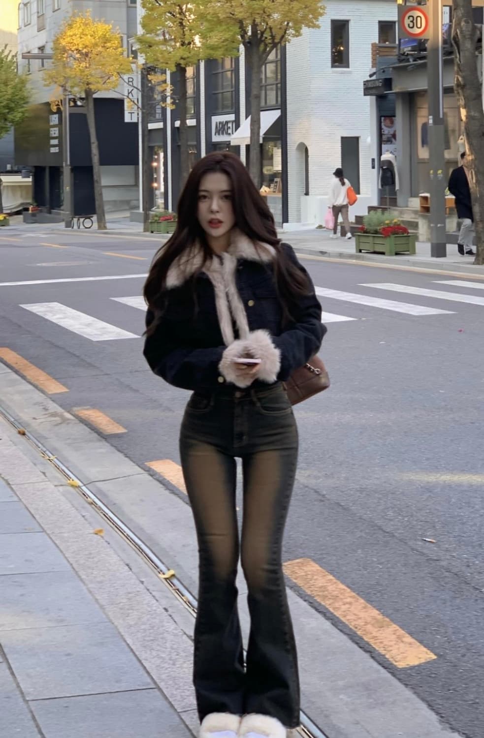 디어셀린 블랙 퍼 누빔 자켓 상품이미지3