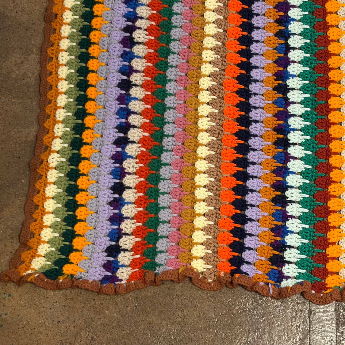 90s USA 멀티 컬러 니트 카페트 러그 매트 담요 상품이미지2