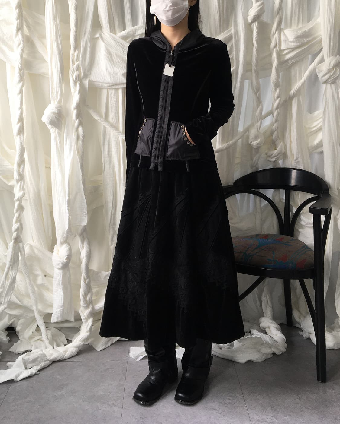 Fabric patch work point skirt 상품이미지7