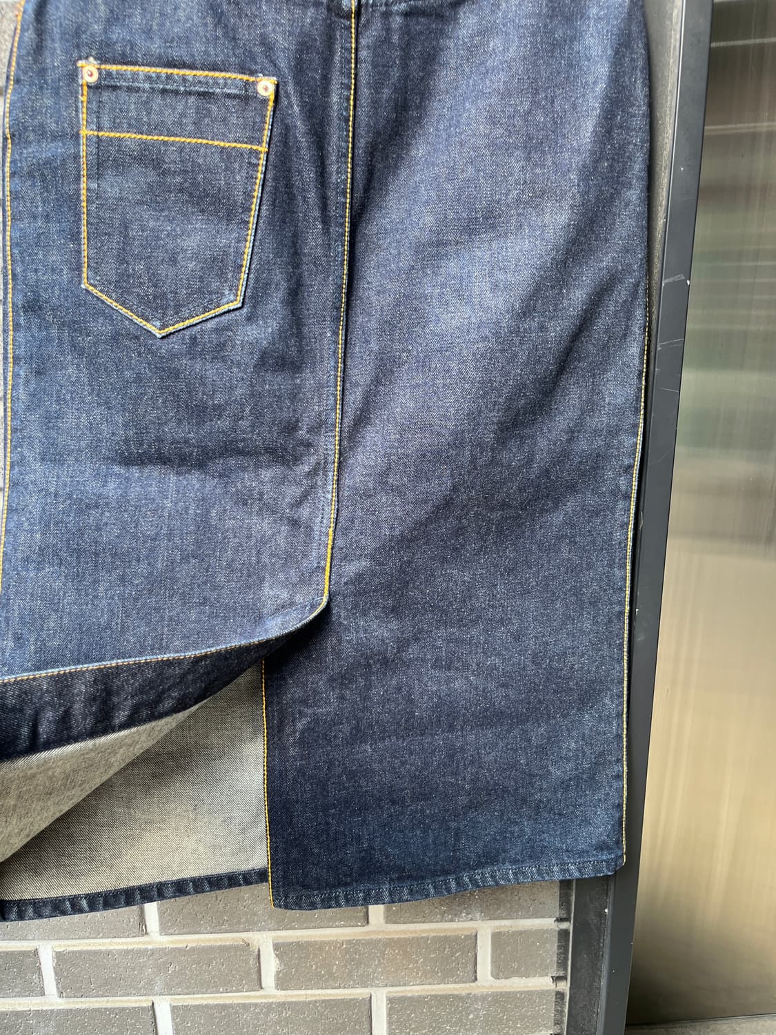 United Arrows 옐로우 스티치 데님 스커트 상품이미지8