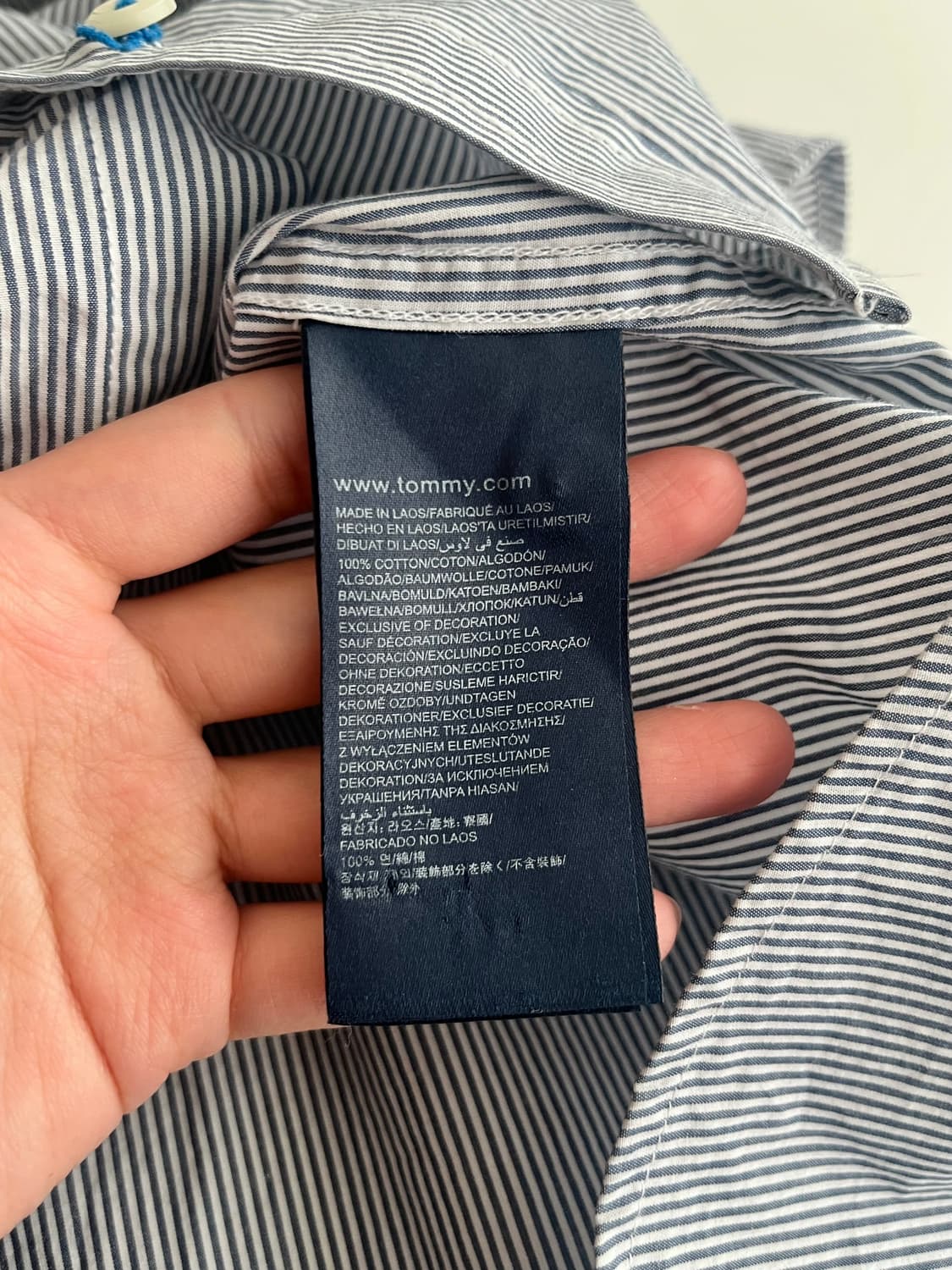 S) 타미힐피거 슬림핏 핀 스트라이프 셔츠 네이비 상품이미지7