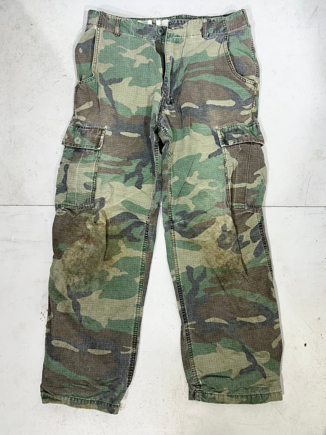 빈티지 카키 군복 와이드 밀리터리 카모 립스타 카고 팬츠 군대 바지  상품이미지4