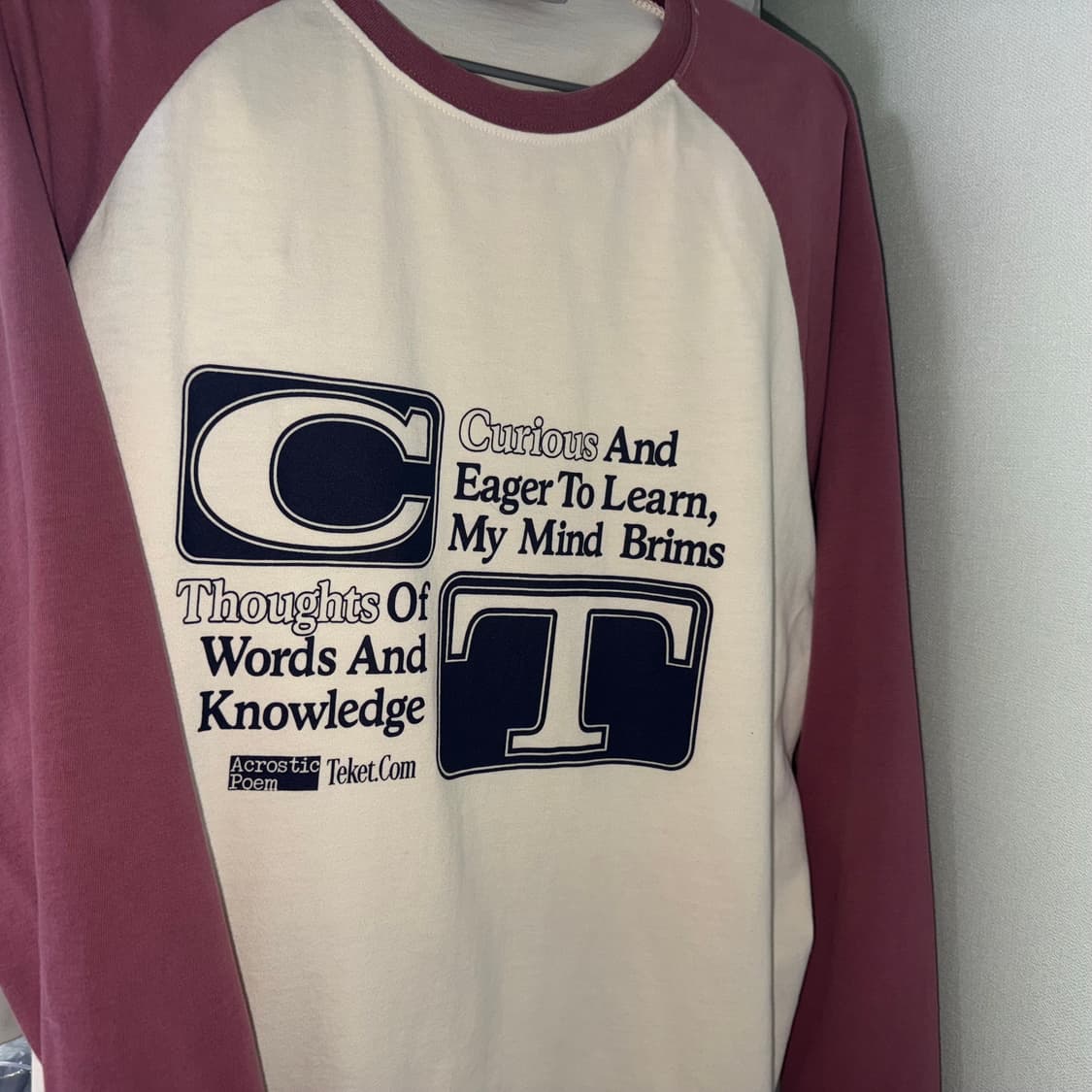 테켓 롱슬리브 MEANING L/S TEE 크림 m사이즈 상품이미지3