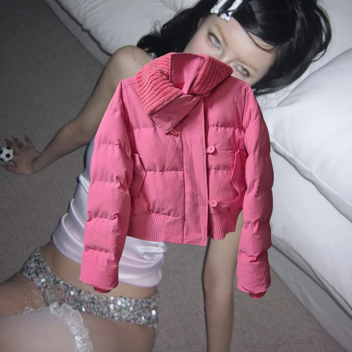 Vintage y2k pink knit button up bomber 상품이미지2