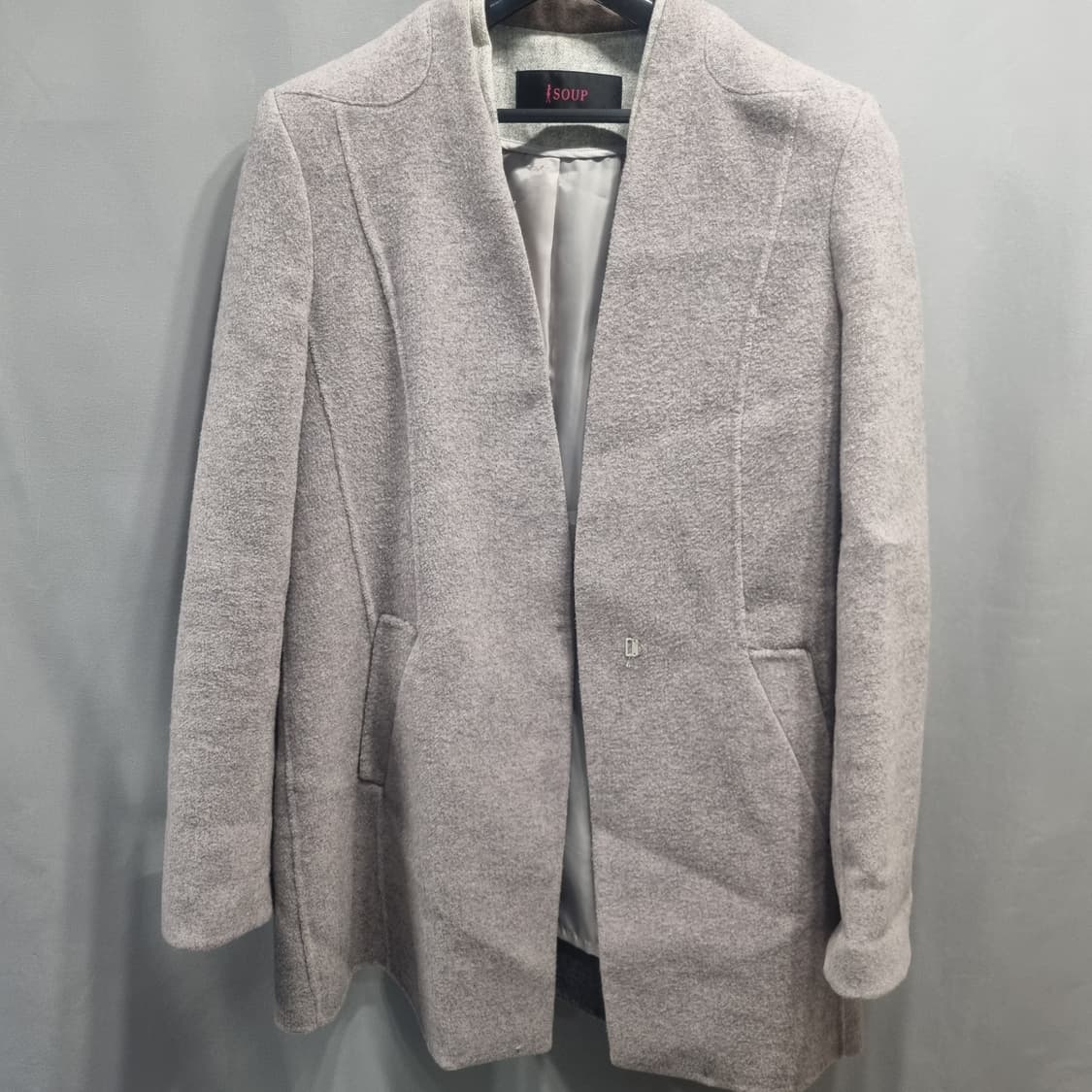 ISoup 그레이 모직 코트 상품이미지1