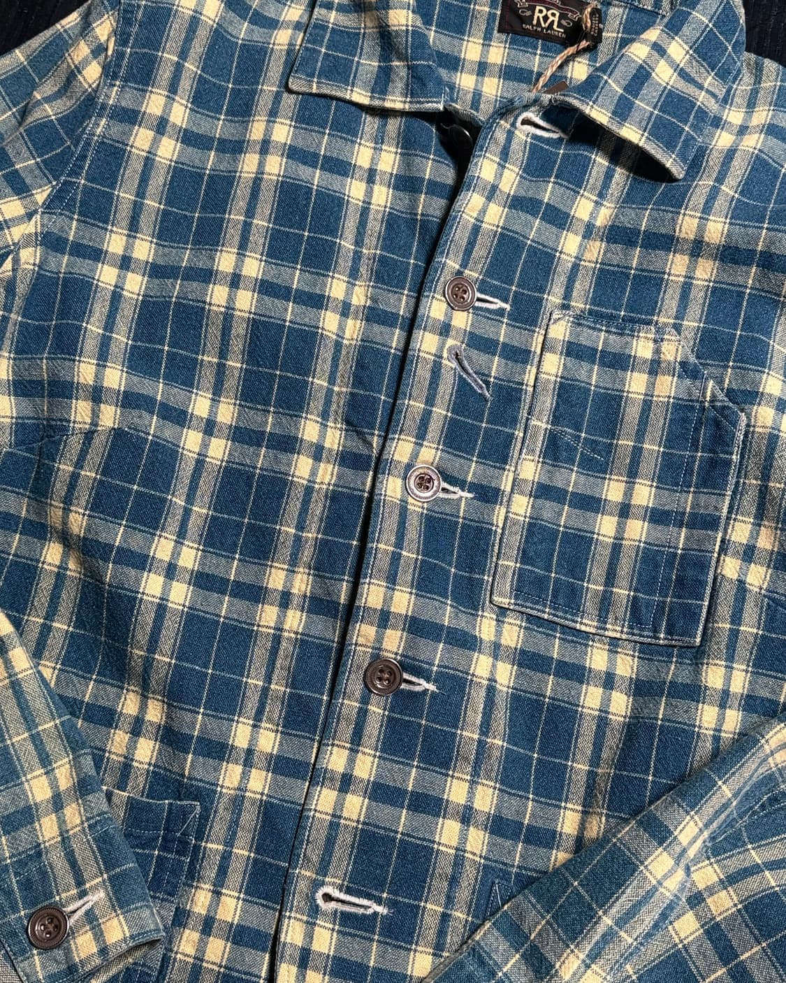 R.R.L 우먼스 플래드 인디고 코튼-린넨 자켓 인디고/크림 3 상품이미지3