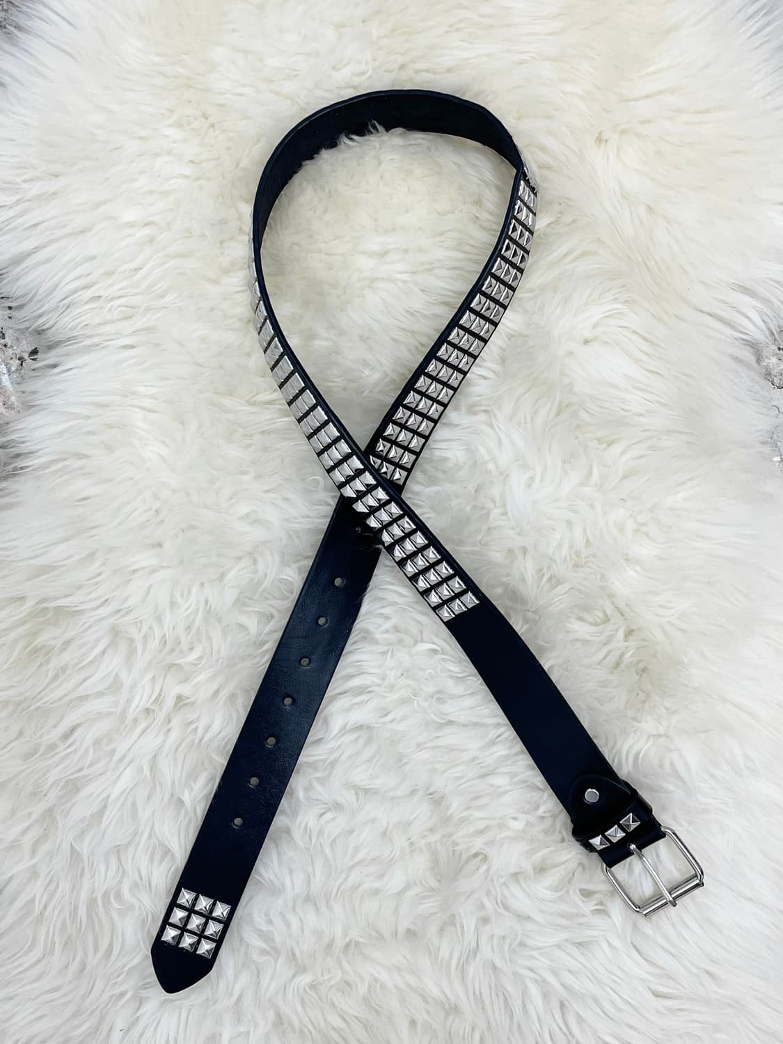 리얼레더 락시크 스터드 버클 벨트 상품이미지4