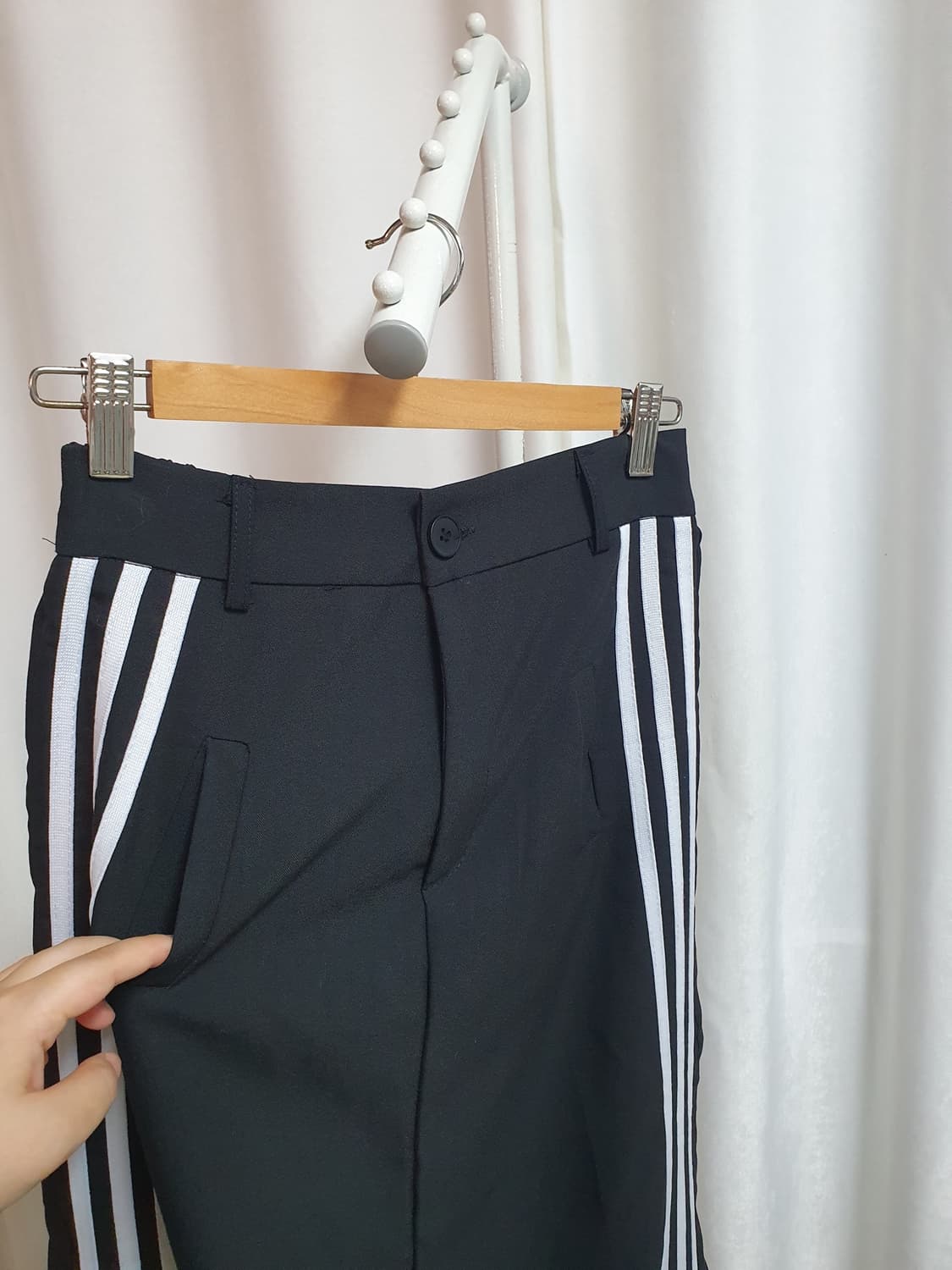 블랙 삼선 스판 롱스커트 상품이미지7