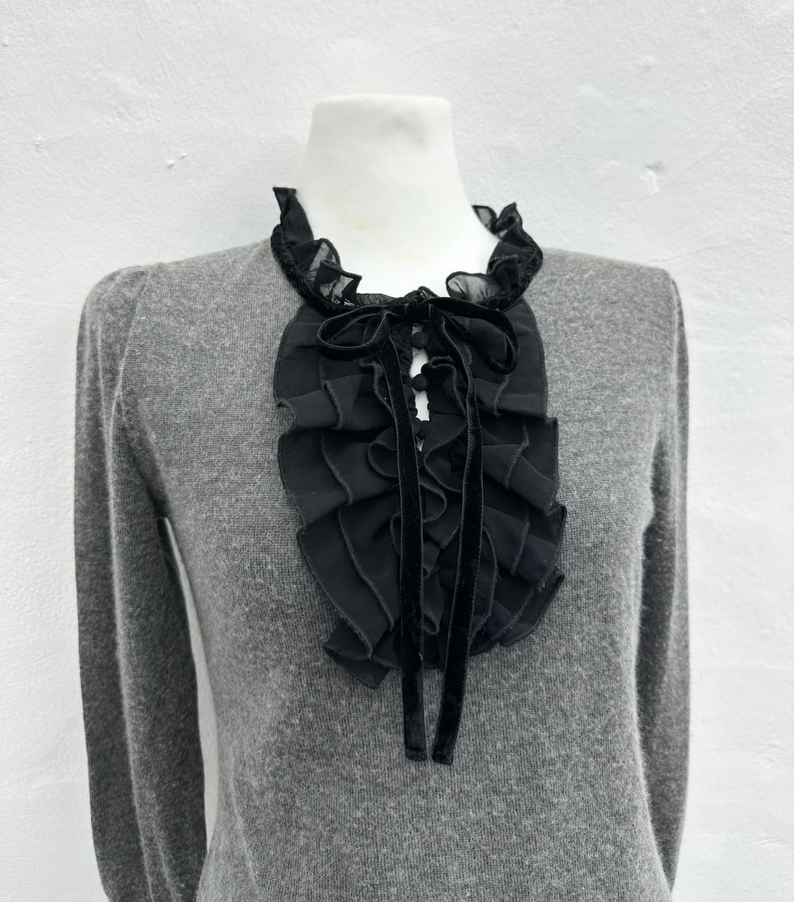 Vintage ribbon ruffle knit top 상품이미지4