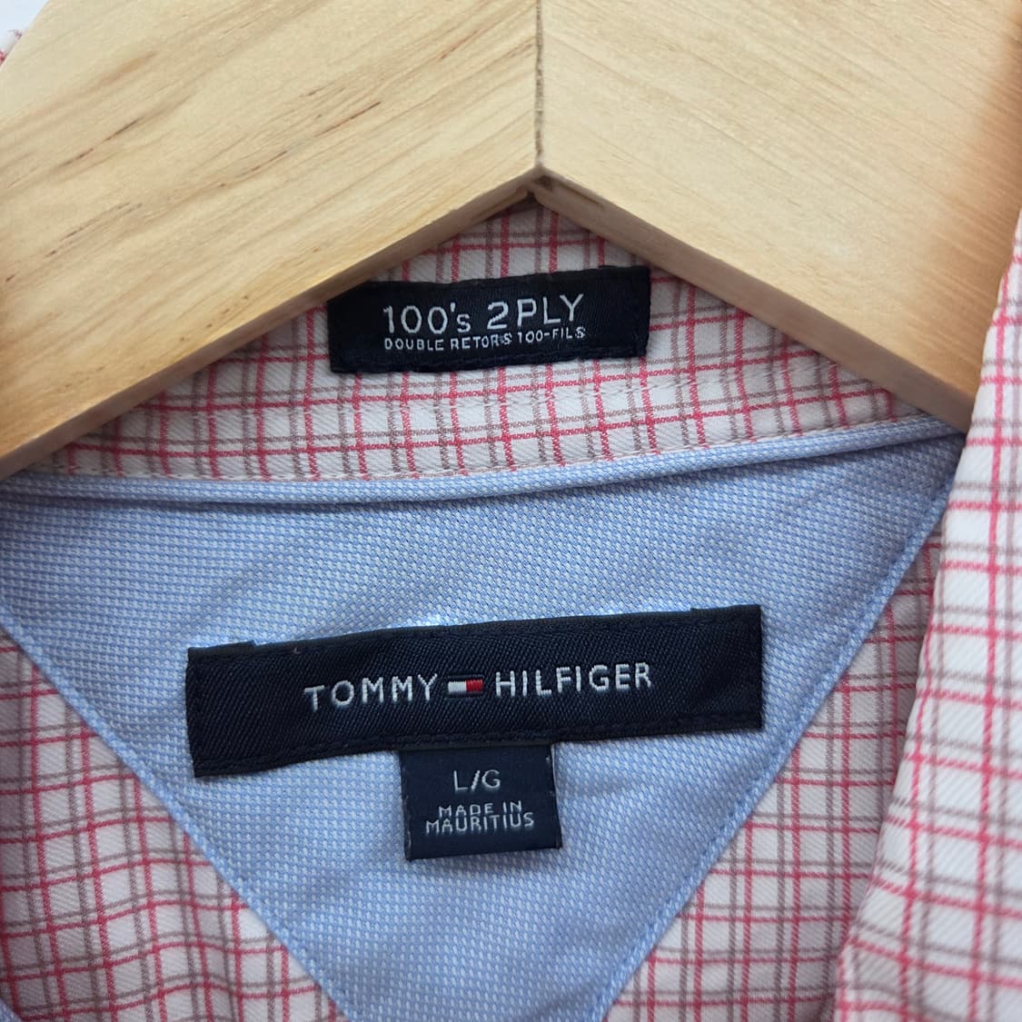 타미힐피거 깅엄 체크 셔츠 레드 남L 상품이미지4