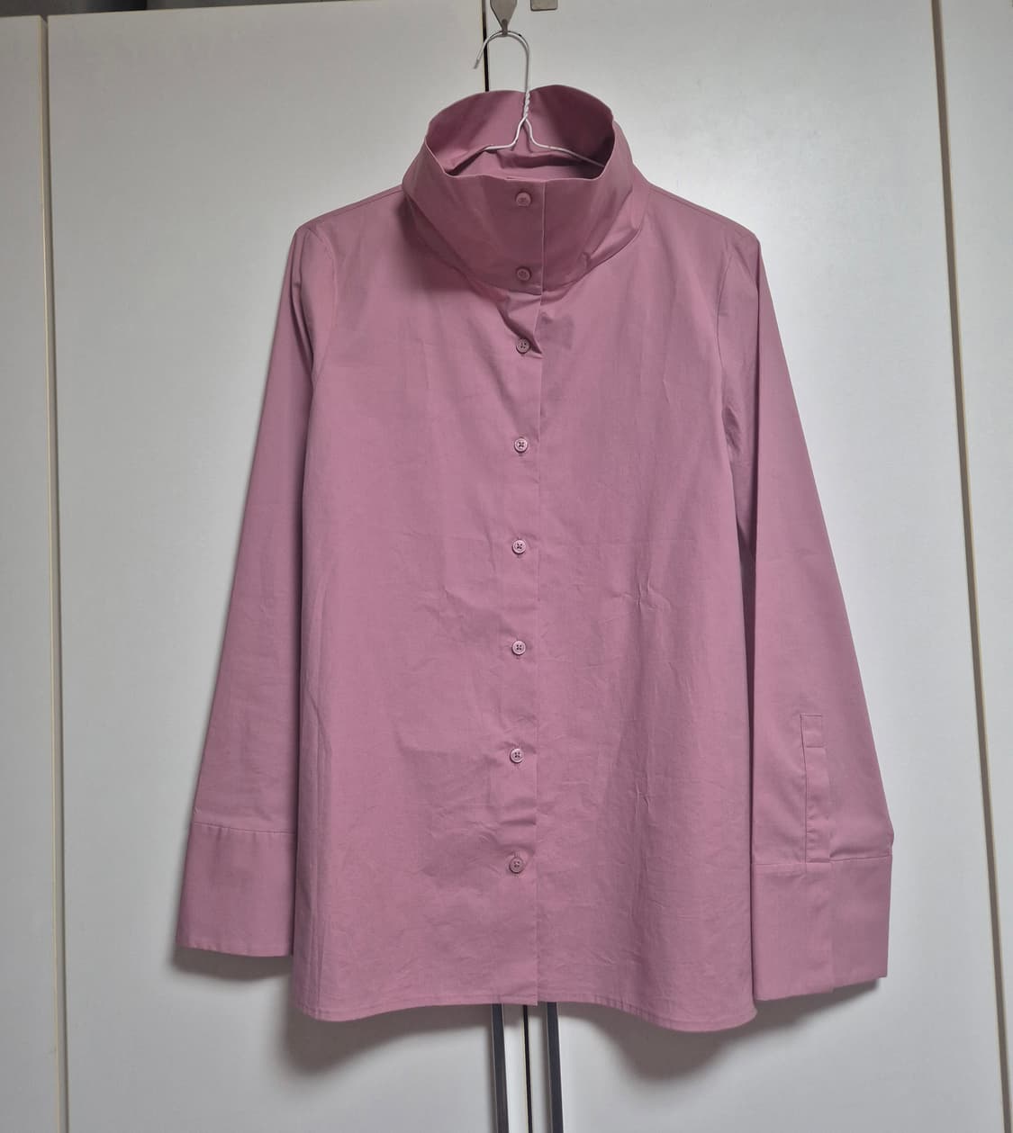 코스 COS 하이넥 투웨이 셔츠 다크핑크 상품이미지2