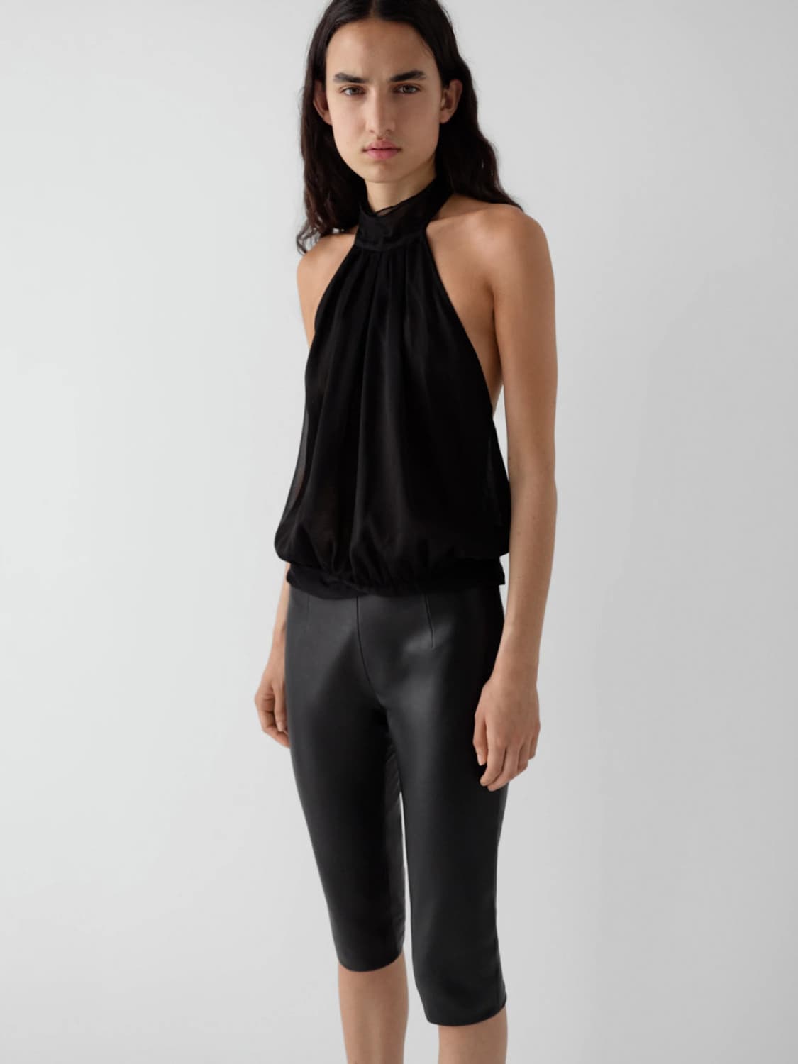 [S,M]기마구아스 Boa 시어 홀터넥 슬리브리스 탑/블랙 상품이미지3