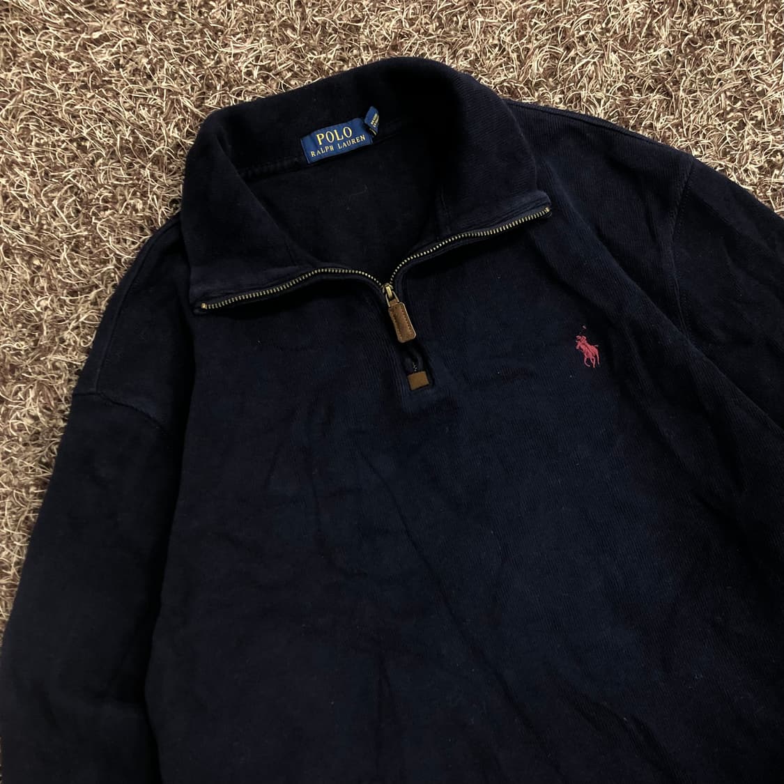 폴로 랄프로렌 네이비 반집업 코튼 니트 상품이미지3