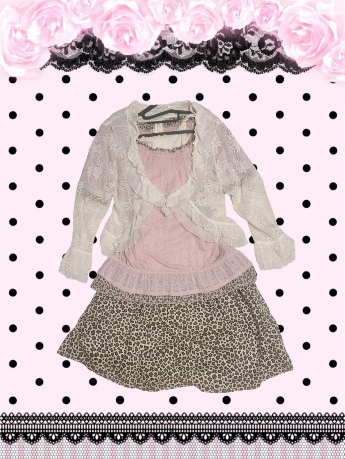 일빈/로걀로맨틱/히메갸루/하치나나/레이스볼레로+핑크원피스 셋업/코디세트 상품이미지1