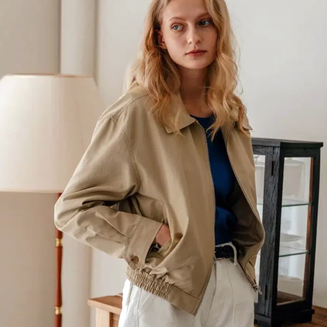 라미네즈(LAMINEZ) 투웨이 미니멀 블루종 자켓 프리사이즈 새상품 상품이미지1