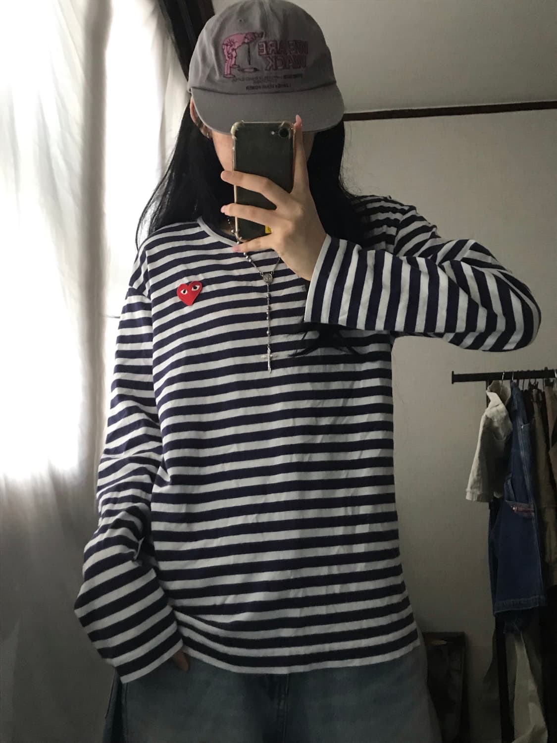 꼼데가르송 네이비 스트라이프 롱슬리브 상품이미지1