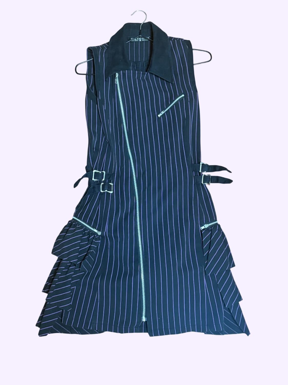 고스 펑크 갸루 스트라이프 미디 원피스 상품이미지1