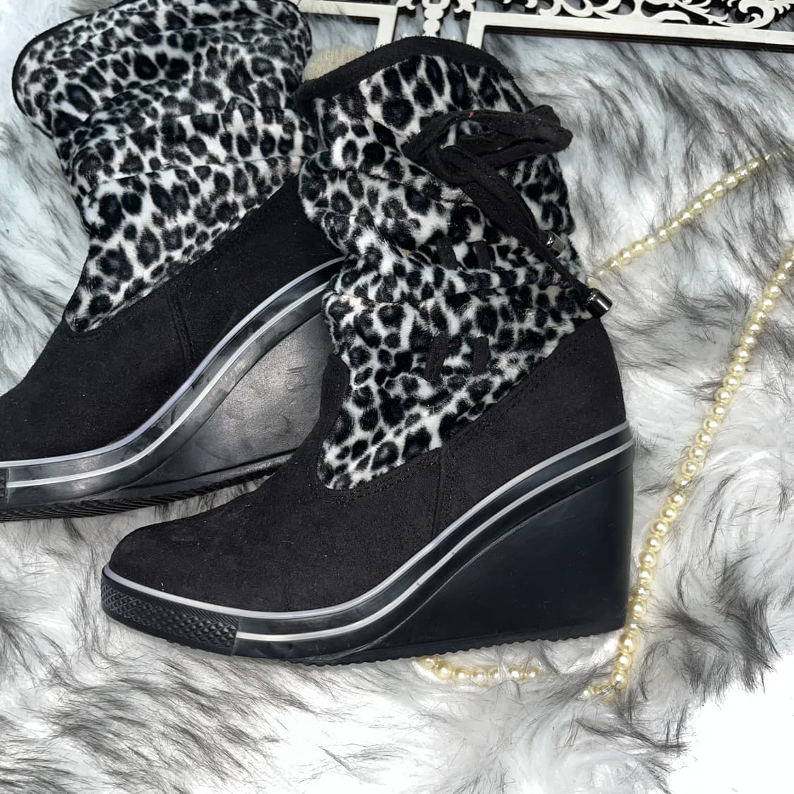 지브라 웨지 힐인 부츠 상품이미지2