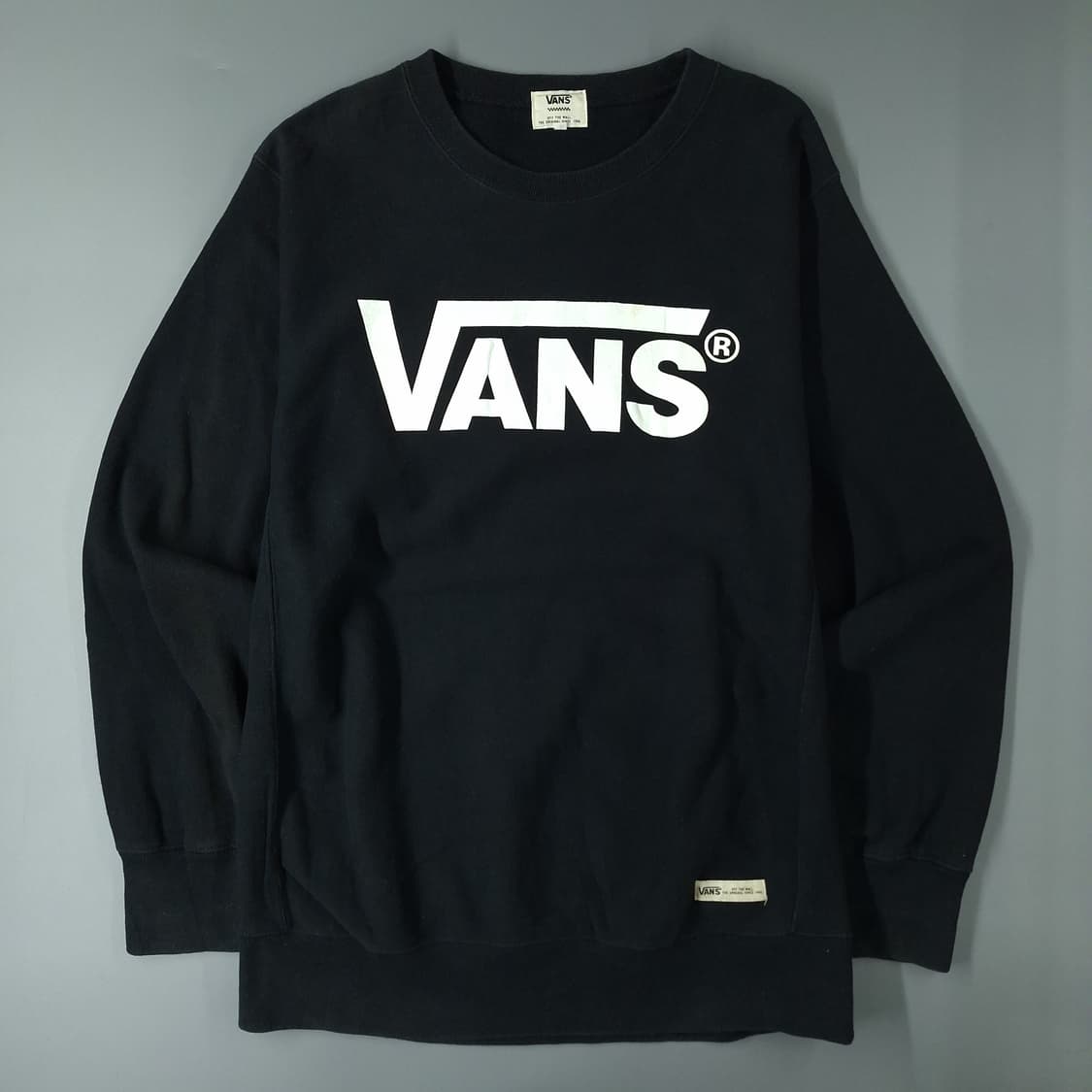 VANS 반스 JP 블랙 화이트 빅 로고프린팅 베이직 기모 맨투맨 티셔츠 상품이미지3