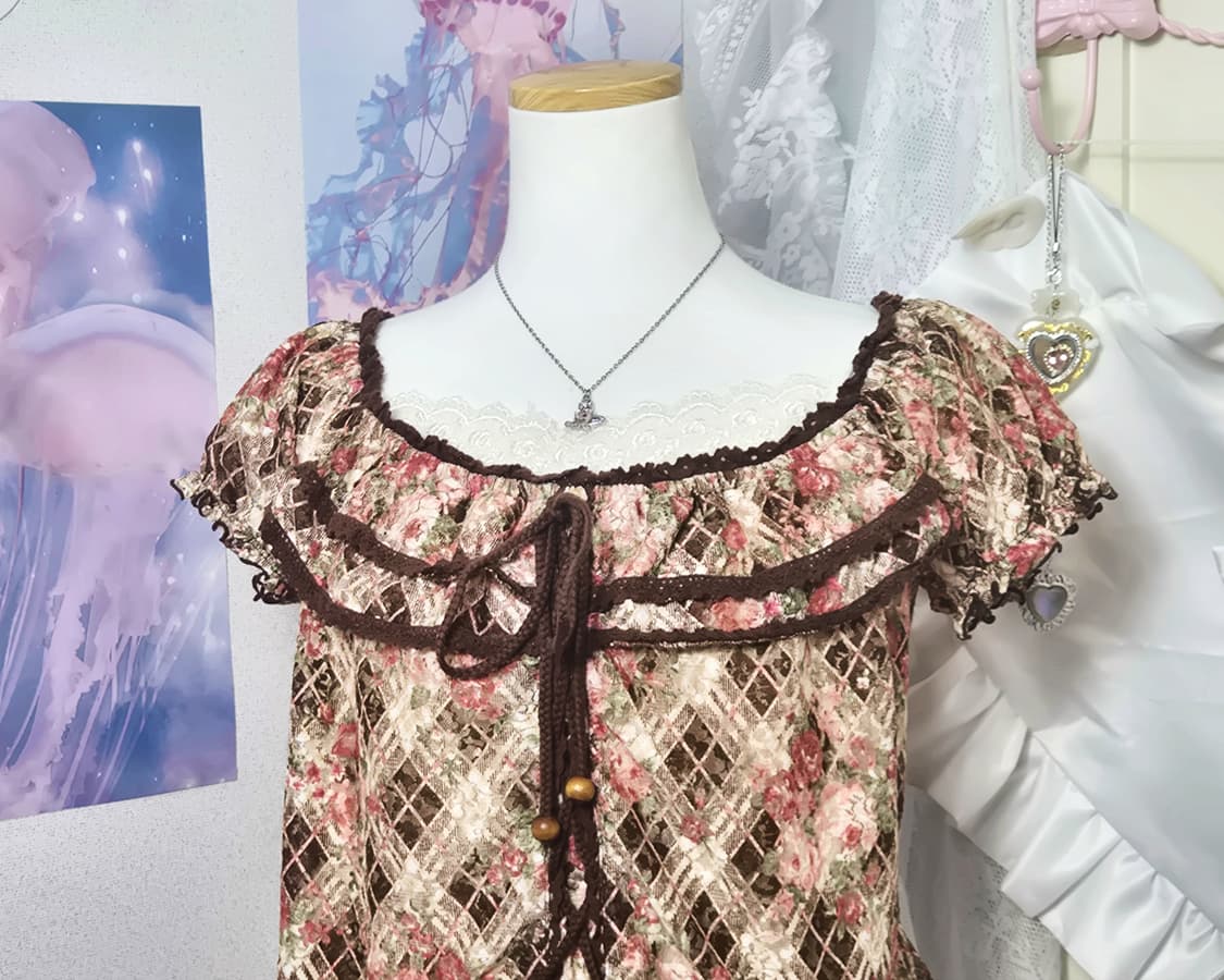 고전 리즈리사 플로럴 라떼갸루 히메카지 블라우스 히메갸루 핀터깔 모리걸 상품이미지2