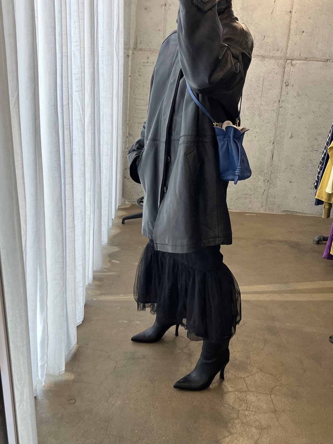 튤 코튼 롱 스커트 블랙 상품이미지5