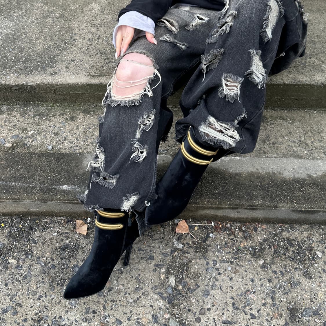 00s 레어 나인웨스트 나폴레옹 벨벳 포인트 부츠 상품이미지8