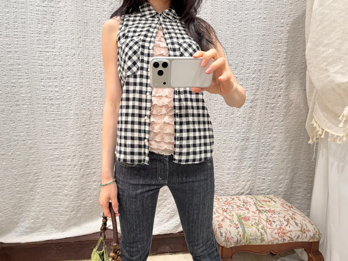 check muse vest blouse 상품이미지4