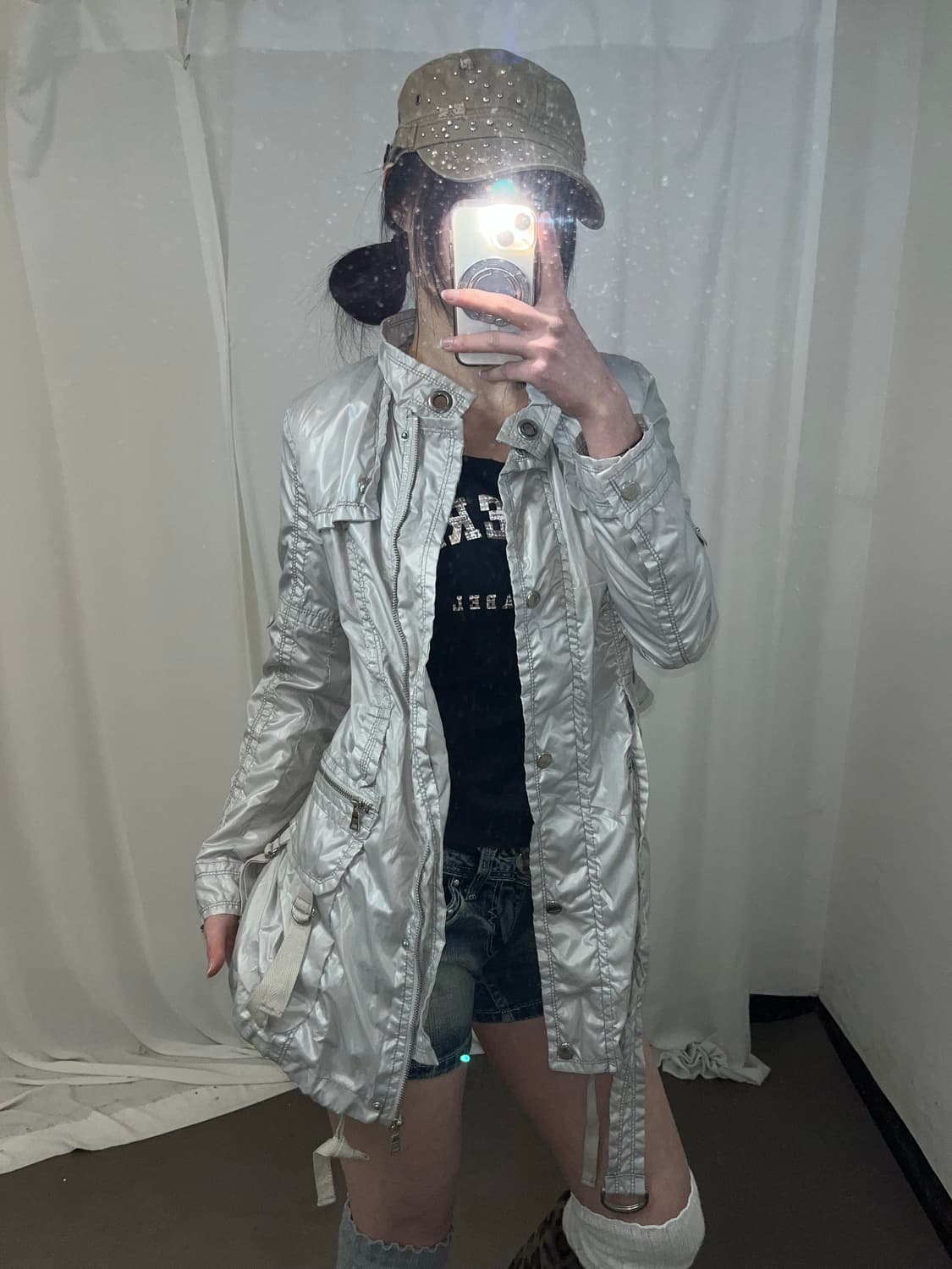 UGIZ Y2K 실버 나일론 자켓 상품이미지3