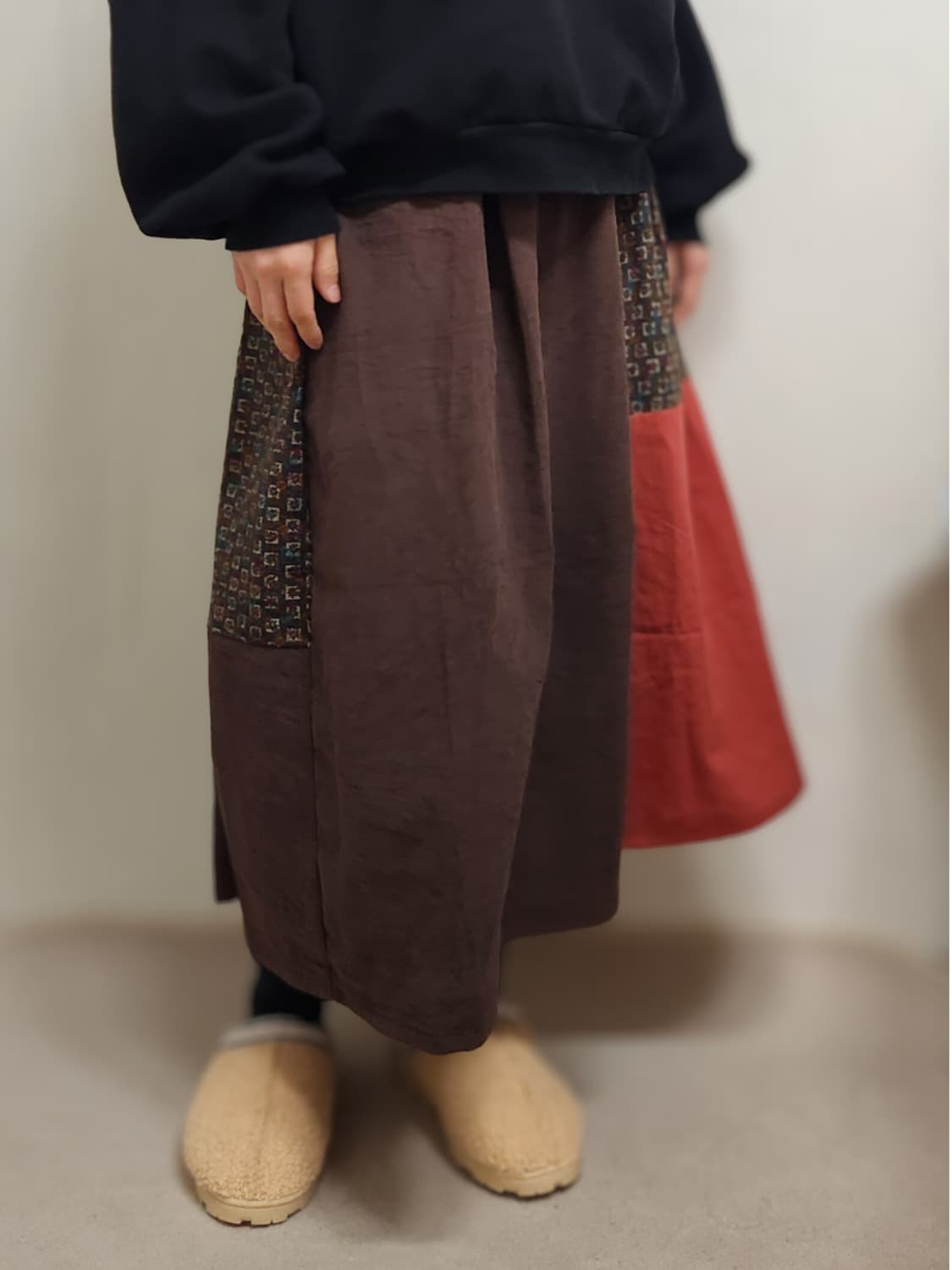 [기장수선가능] 360도 양면 골덴 코듀로이 보헤미안 빈티지 롱스커트 상품이미지1