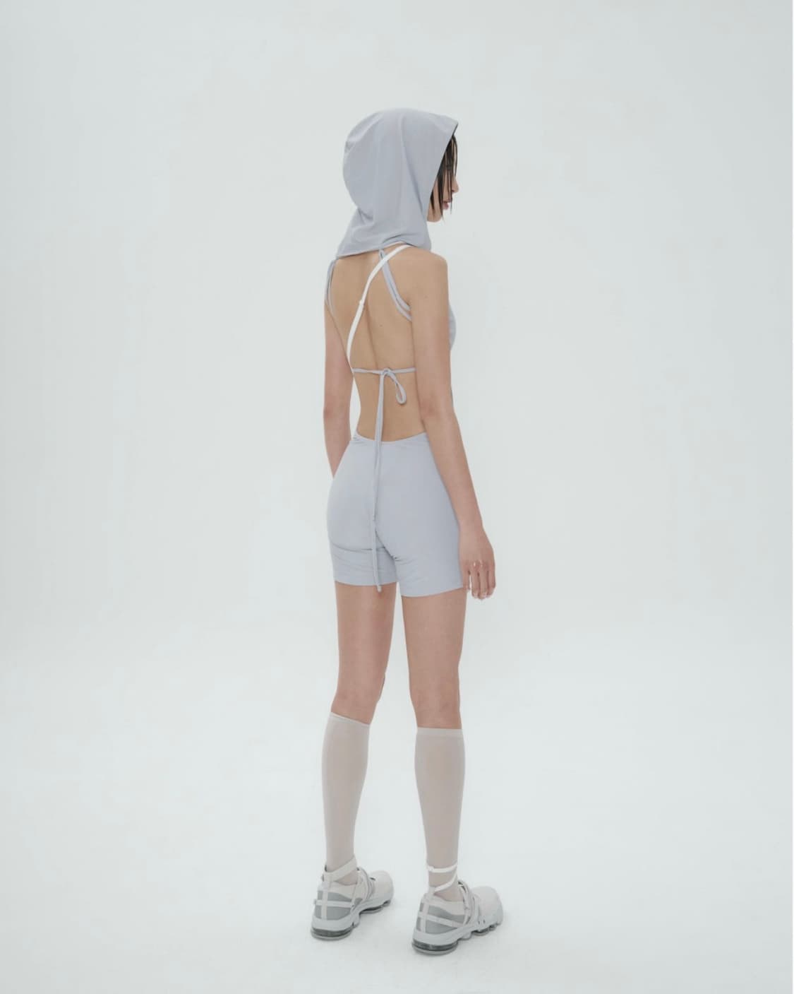 OJOS 슬릿 후드 모노키니 그레이 1  상품이미지3