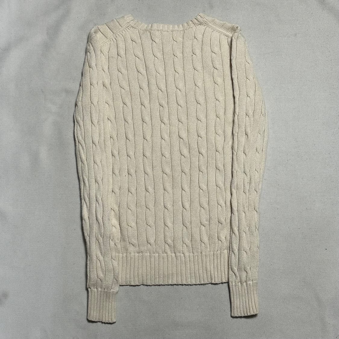 XS 폴로랄프로렌 네이비 포니 여성용 아이보리 케이블 니트  상품이미지3