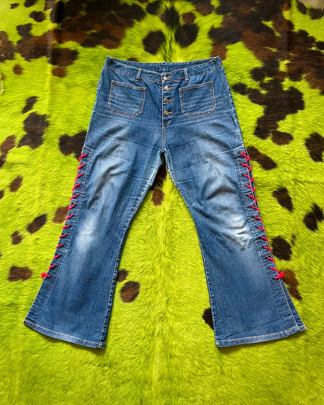 Old Western Lace-up Bell Bottom Jeans 상품이미지3