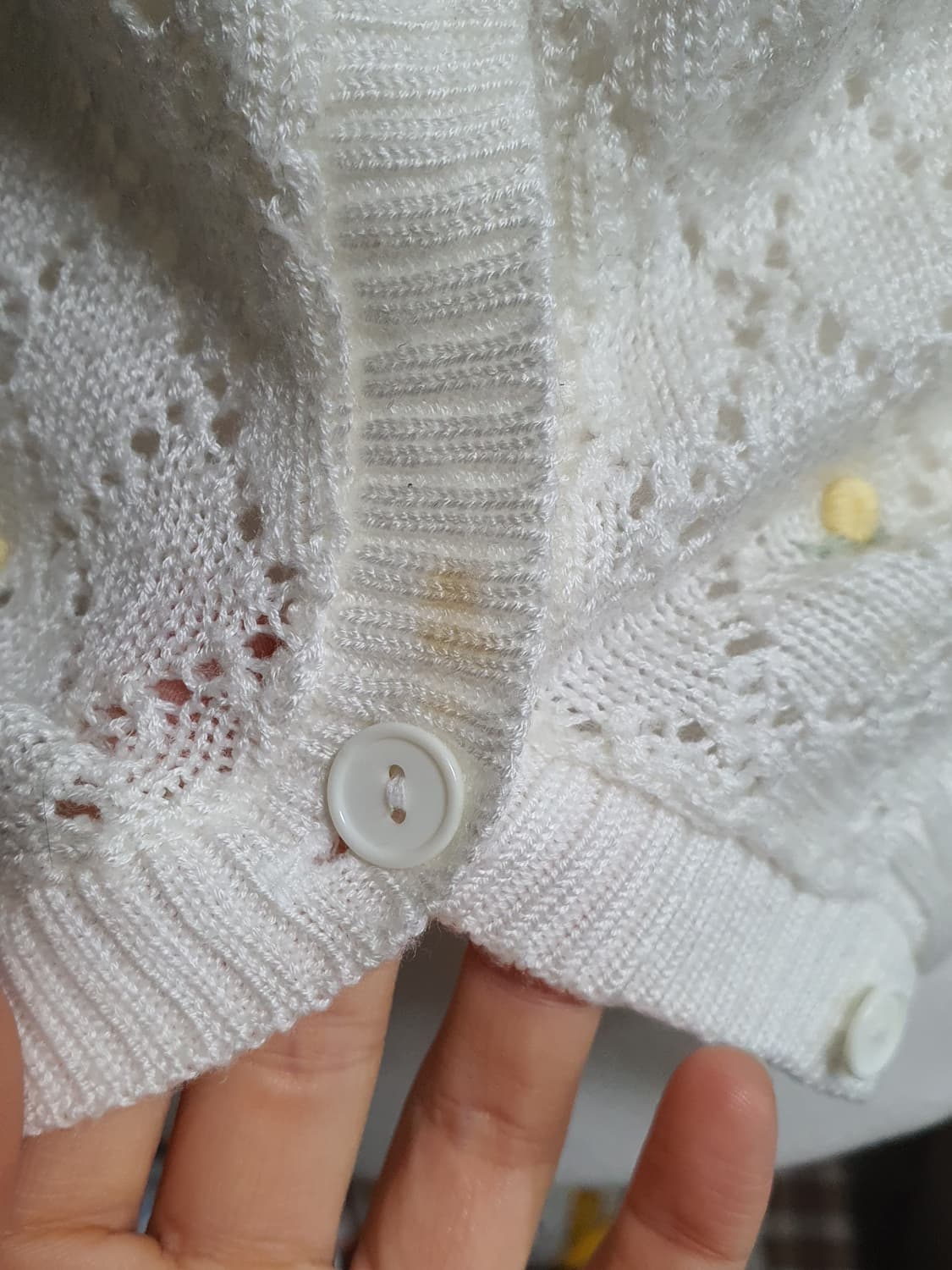 [일본빈티지] 플라워 자수 화이트 니트 가디건 상품이미지8