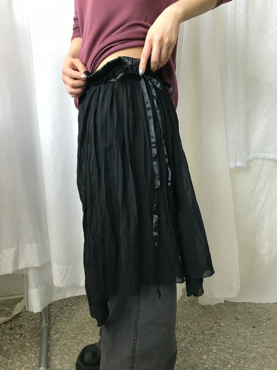 블랙 레이어드 스커트 상품이미지2