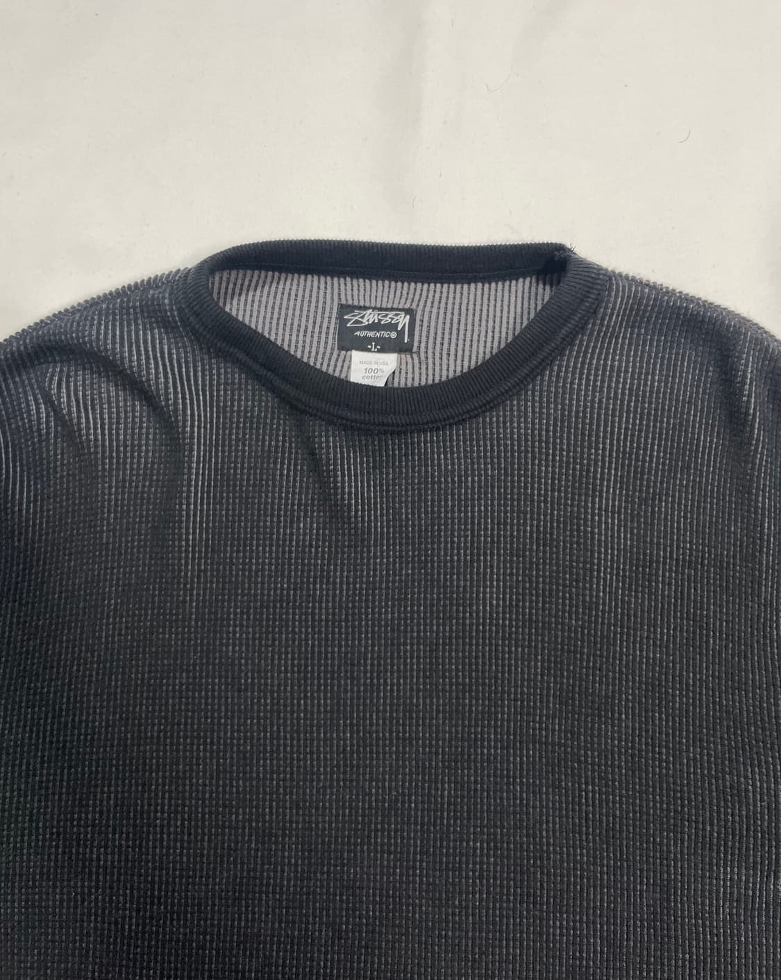 90‘s 올드 스투시 USA made 투톤 써멀 롱슬리브 상품이미지4