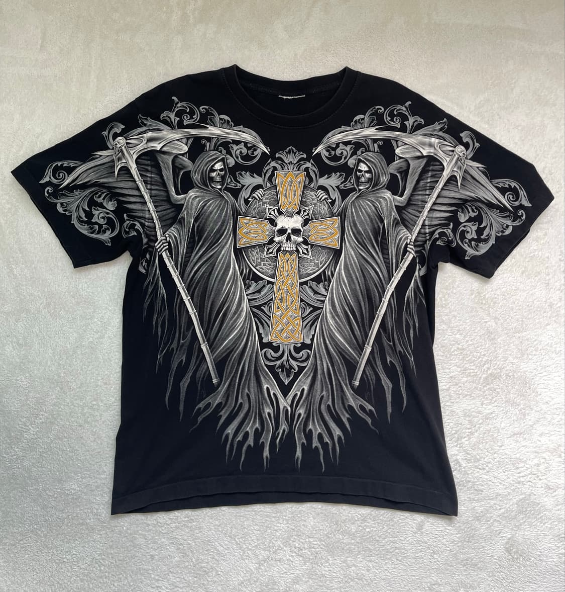 Grim Reaper Skull Graphic T-shirt 상품이미지1