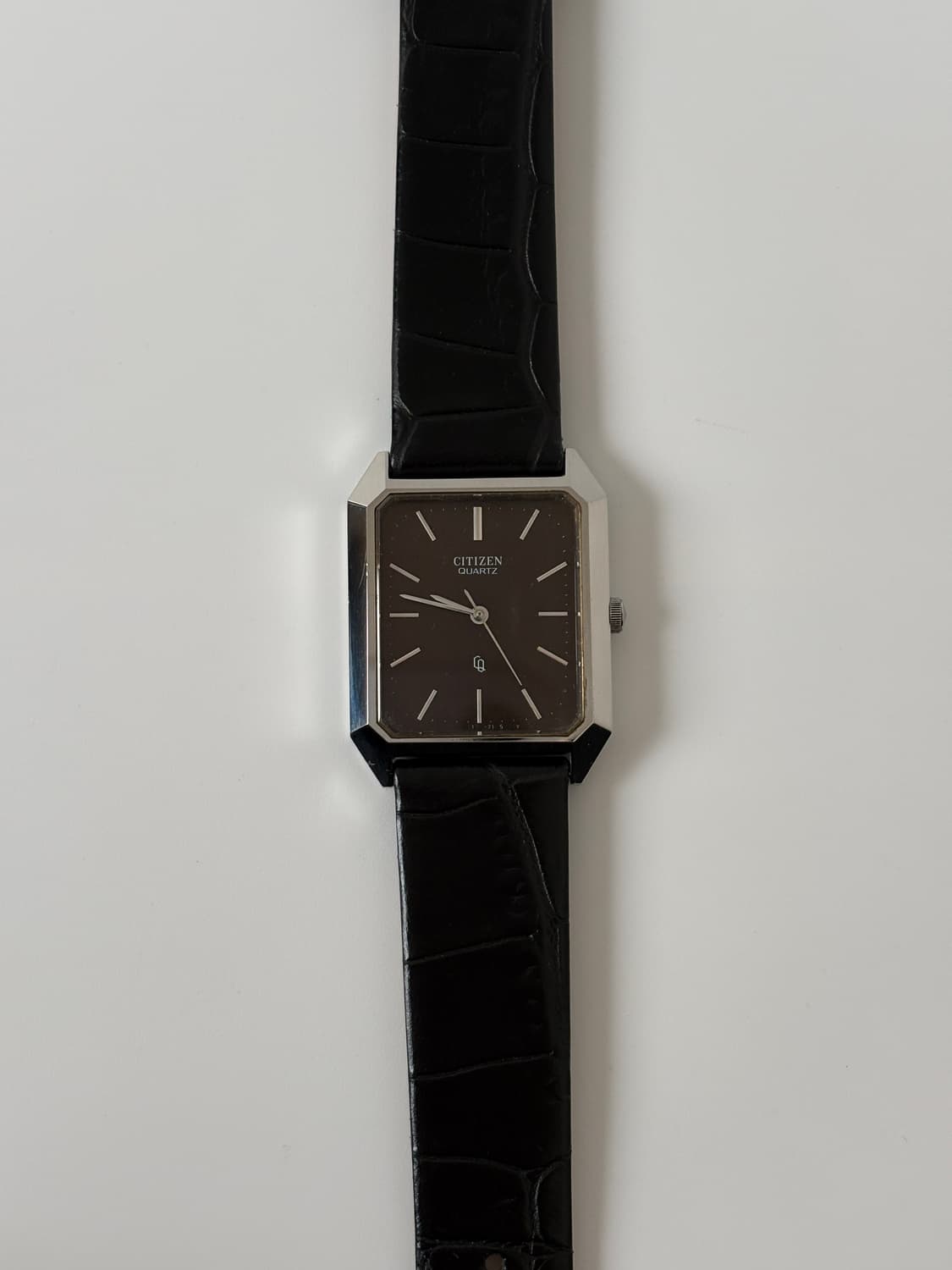 시티즌 1980년대 빈티지 시계 CQ 브라운 다이얼 실버 탱크 쿼츠 남성 상품이미지4