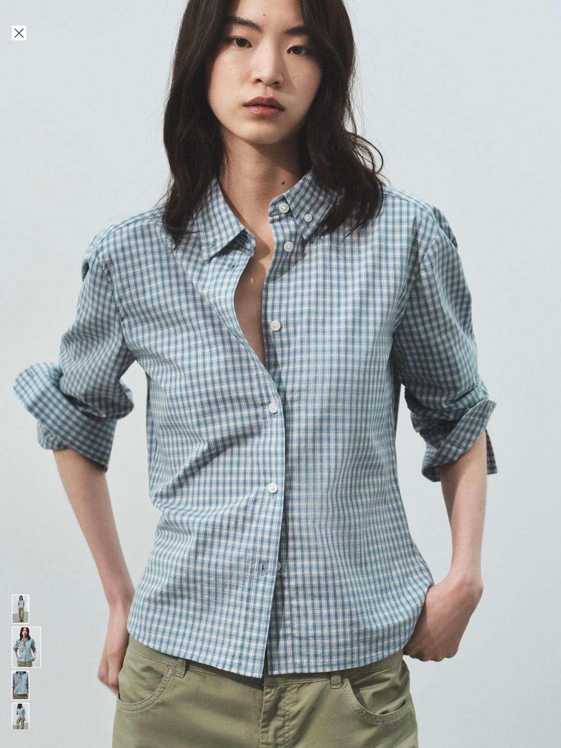ZARA 슬림핏 체크 셔츠 상품이미지1