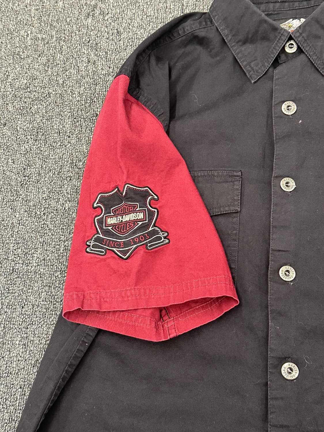 S)할리데이비슨 빈티지 후면 이글 자수 반팔셔츠 상품이미지3