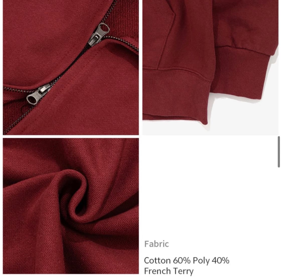 넷소셜클럽 후드 집업 버건디 M 상품이미지3