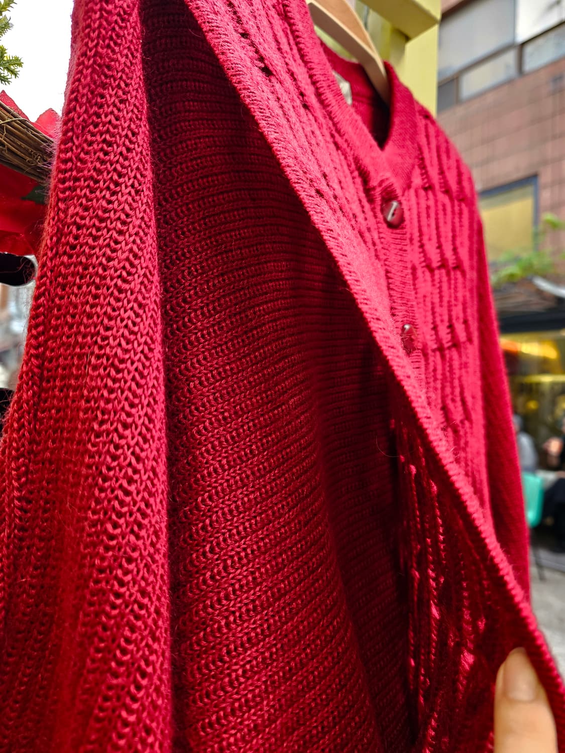 레드 꽈배기 레이어드 숏 가디건 상품이미지4