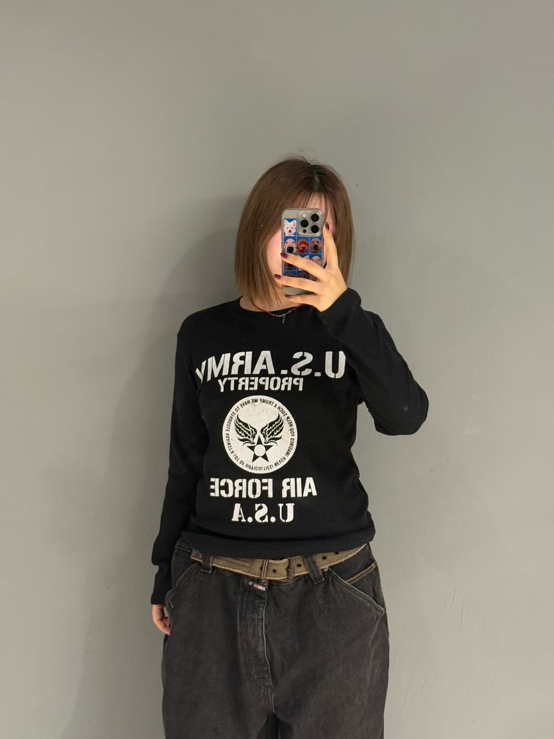 U.S.ARMY lettering waffle long sleeve 상품이미지1